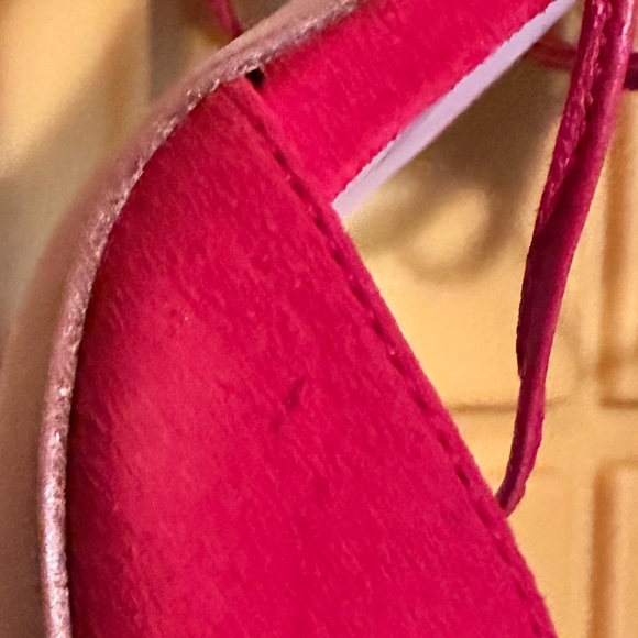 Red Kate Spade Oasis Lace Up Floral Embroidered Suede Heels - Picture 11 of 11